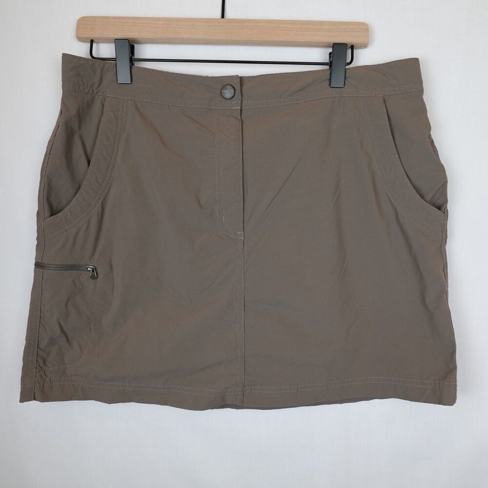 LL Bean Skort Skirt Womens 12 Reg Brown Hiking Outdoor Utility Pockets Zip
